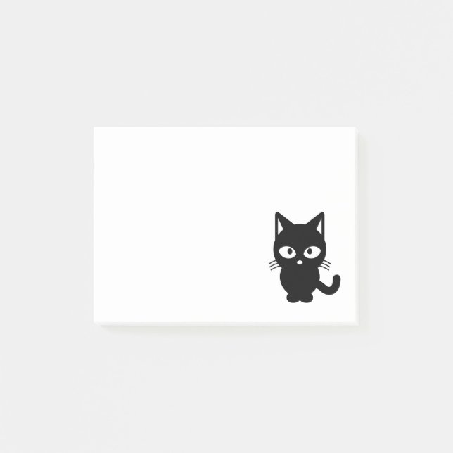 Black cat cartoon post-it notes (Front)