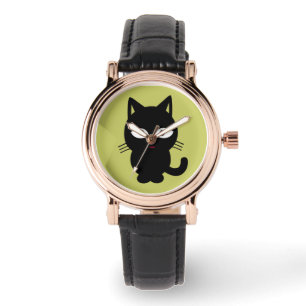 BLACK CAT CARTOON WRIST WATCH