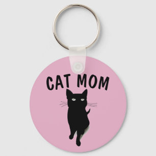 BLACK CAT " CAT MOM" KEYCHAIN
