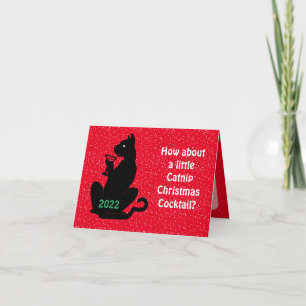 Black Cat Catnip Christmas Cocktail Card