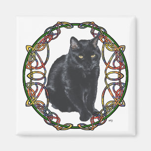 Black Cat Celtic Knotwork Magnet