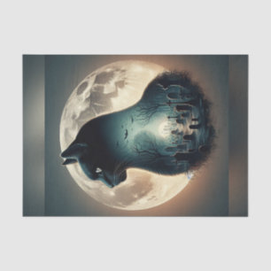 Black Cat Cemetery Halloween Decoupage Paper 