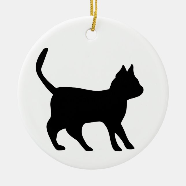 Black Cat Ceramic Ornament (Front)