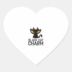 Black Cat Charm Halloween Design Tank Top Heart Sticker