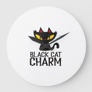 Black Cat Charm Halloween Design Tank Top Large Clock