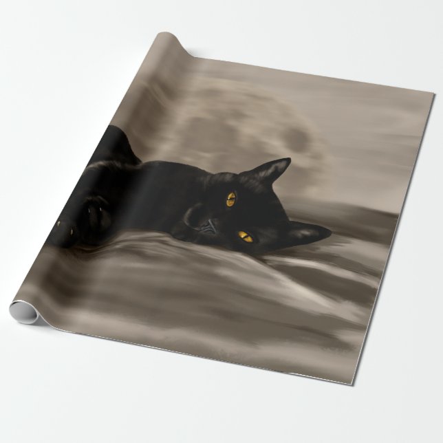 Black Cat chilling Wrapping Paper (Unrolled)