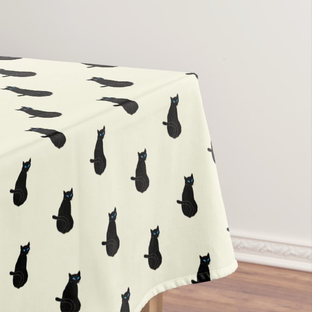 Black Cat - Choose / add your background colours Tablecloth (In Situ)