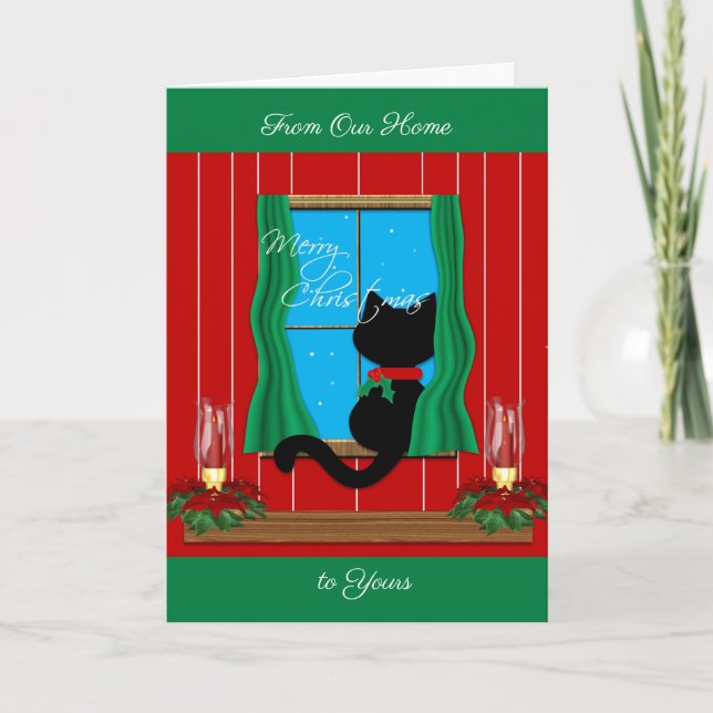 Black Cat Christmas Card (Front)