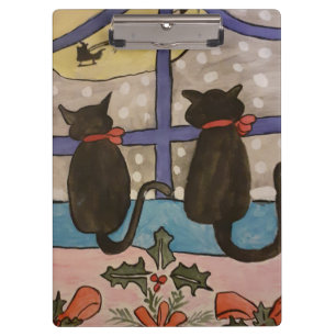 Black Cat Christmas Clipboard