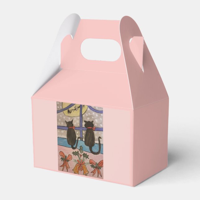 Black Cat Christmas Favor Box (Front Side)