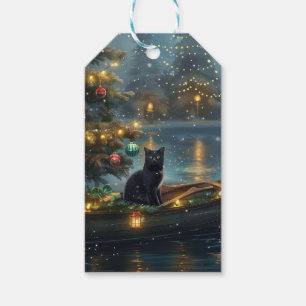 Black Cat Christmas Festive Voyage Gift Tags