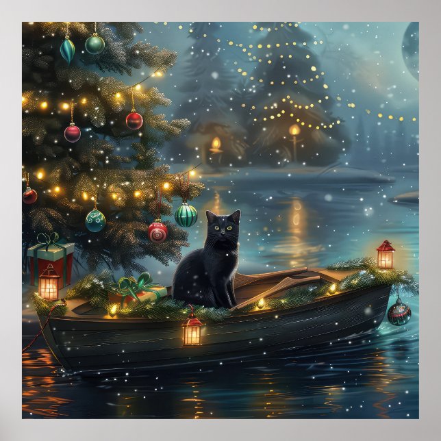 Black Cat Christmas Festive Voyage Poster (Front)