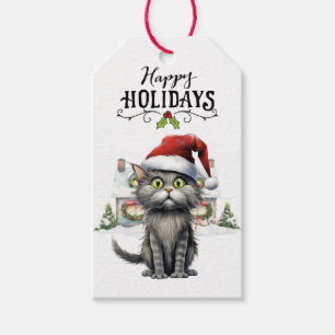 Black Cat Christmas for Cat Lovers Gift Tags