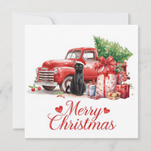 Black Cat Christmas for Cat Lovers Holiday Card