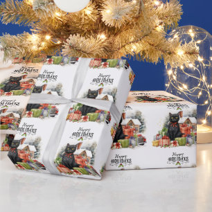 Black Cat Christmas for Cat Lovers Wrapping Paper