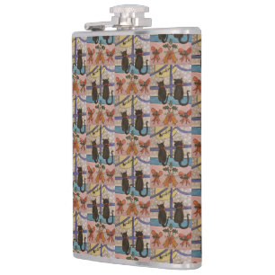 Black Cat Christmas Hip Flask