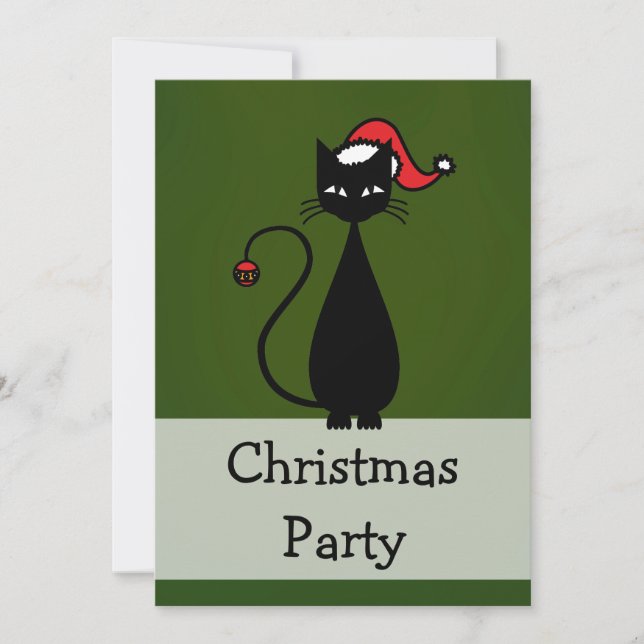 Black Cat Christmas Invitation (Front)