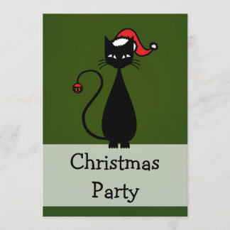 Black Cat Christmas Invitation