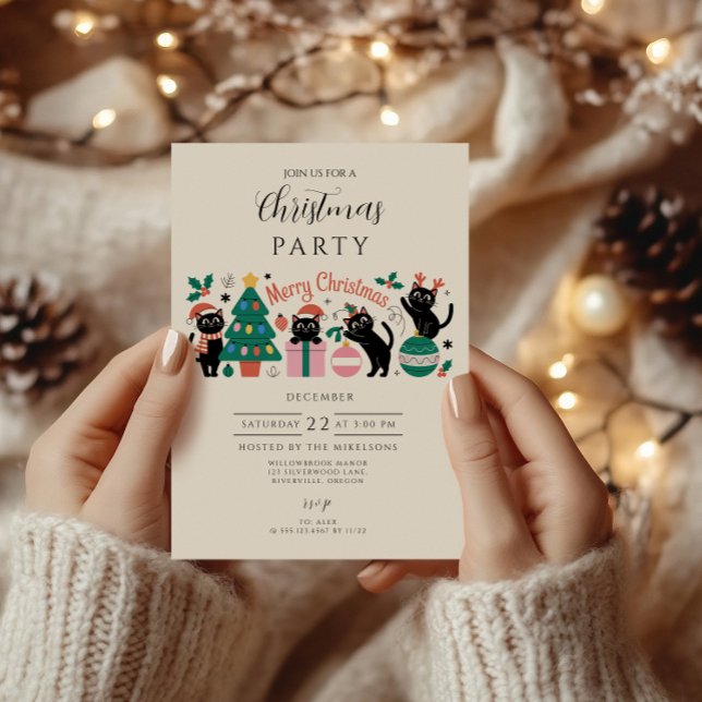 Black Cat Christmas Invitation (Creator Uploaded)