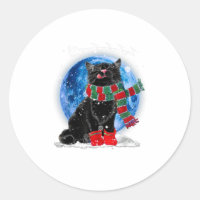 Black Cat Christmas Light Moon Blue Hol