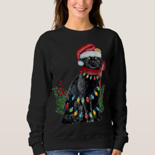 Black Cat Christmas Lights Cat Lover Funny Xmas Pa Sweatshirt
