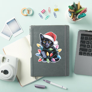 Black Cat Christmas Lights Funny Cat Lover