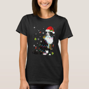 Black Cat Christmas Lights Santa Cat Fun Cat Chris T-Shirt