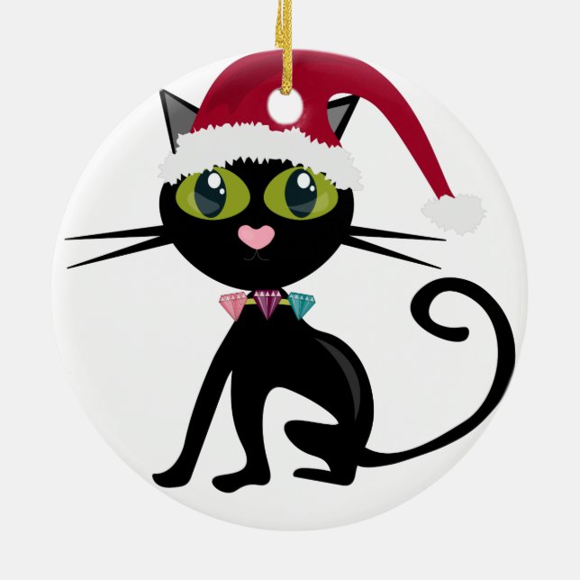 Black Cat Christmas Ornament (Back)