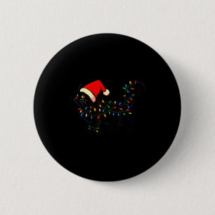 Black Cat Christmas Santa Hat Funny  2 Inch Round Button