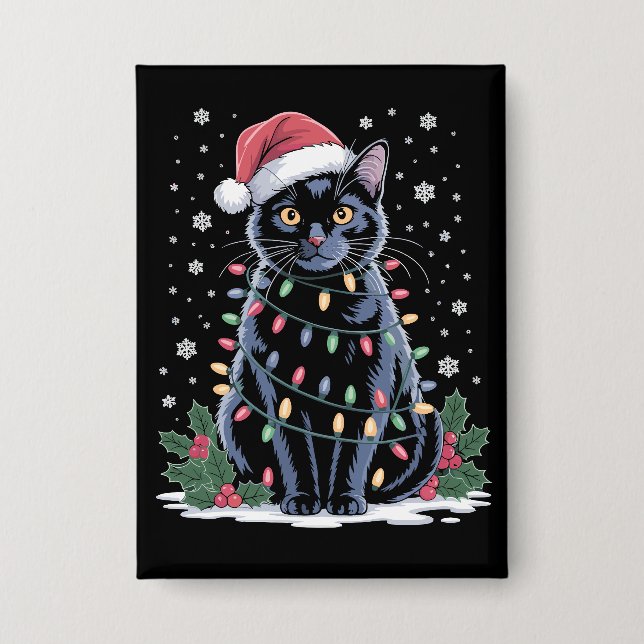Black Cat Christmas Santa Hat Funny Meowy Cats  (Front)