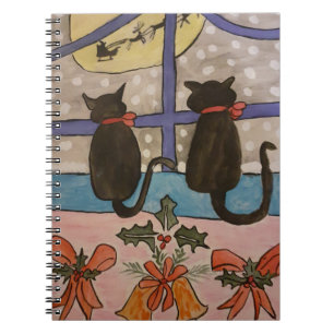 Black Cat Christmas Spiral Notebook