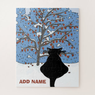 Black cat Christmas style Jigsaw Puzzle