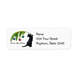 Black Cat Christmas Swag Retourner l'adresse Étiqu
