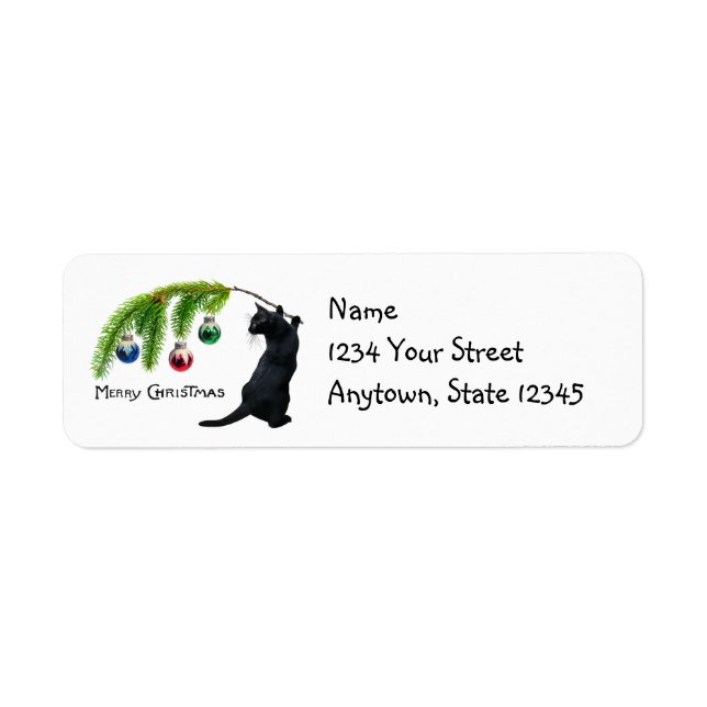 Black Cat Christmas Swag Retourner l'adresse Étiqu (Devant)