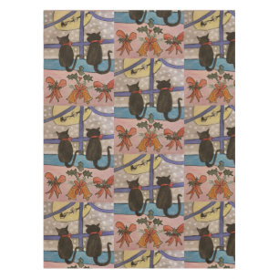 Black Cat Christmas Tablecloth