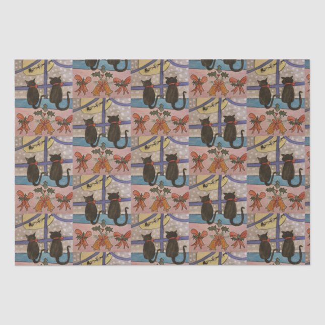 Black Cat Christmas Tissue Paper (Front)