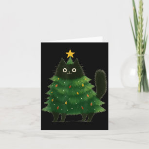 Black Cat Christmas Tree Cute Holiday Pet Lover De Card