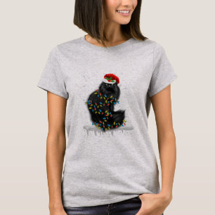 Black Cat Christmas Tree Deco Lights Funny Xmas T-Shirt