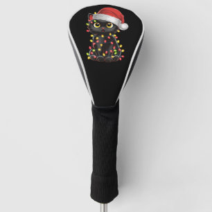 Black Cat Christmas Tree Lights Funny Santa Kitten Golf Head Cover