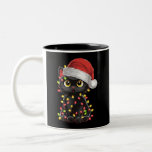 Black Cat Christmas Tree Lights Funny Santa Kitten Two-Tone Coffee Mug<br><div class="desc">Black Cat Christmas Tree Lights Funny Santa Kitten</div>