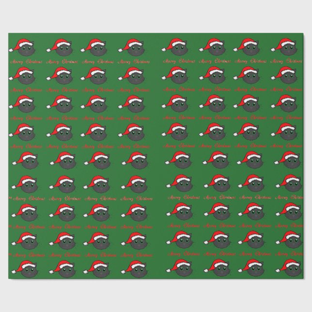 Black Cat Christmas Wrapping Paper (Seam)