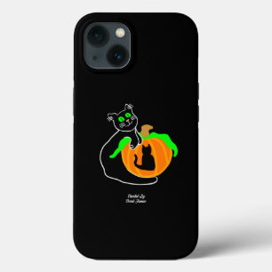 Black Cat Citrouille Apple iPhone 13 Coque