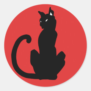 Black Cat Classic Round Sticker