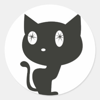 Black Cat Classic Round Sticker