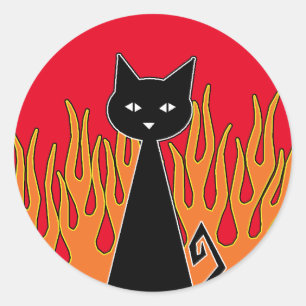 Black Cat Classic Round Sticker