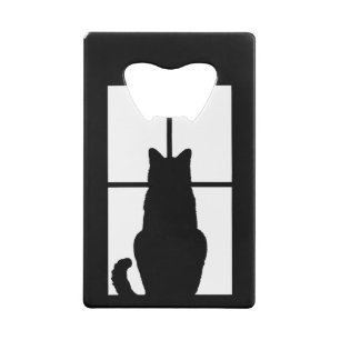 Black Cat Click to Customize Window Colour Option Credit Card Bottle Opener
