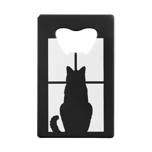 Black Cat Click to Customize Window Colour Option Credit Card Bottle Opener (Back)