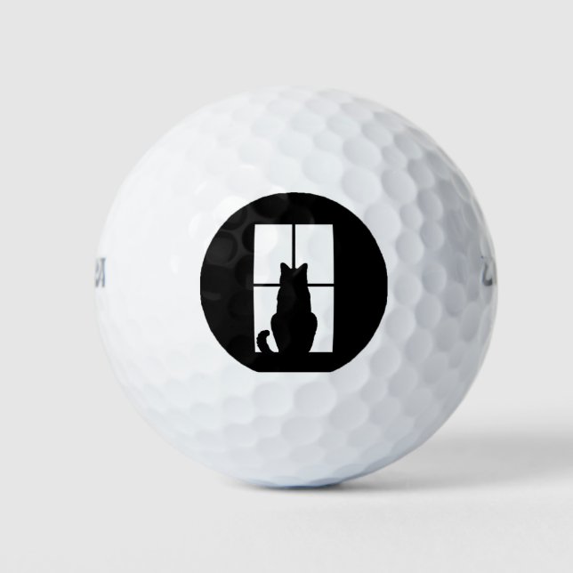 Black Cat Click to Customize Window Colour Option Golf Balls (Front)