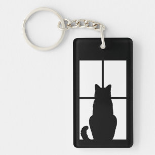 Black Cat Click to Customize Window Colour Option Keychain