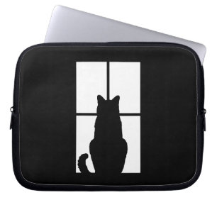 Black Cat Click to Customize Window Colour Option Laptop Sleeve
